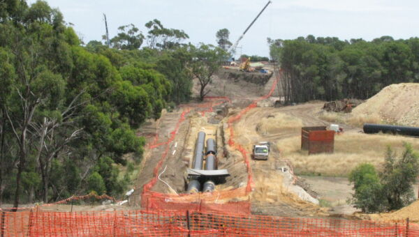 Pipeline installation in progress